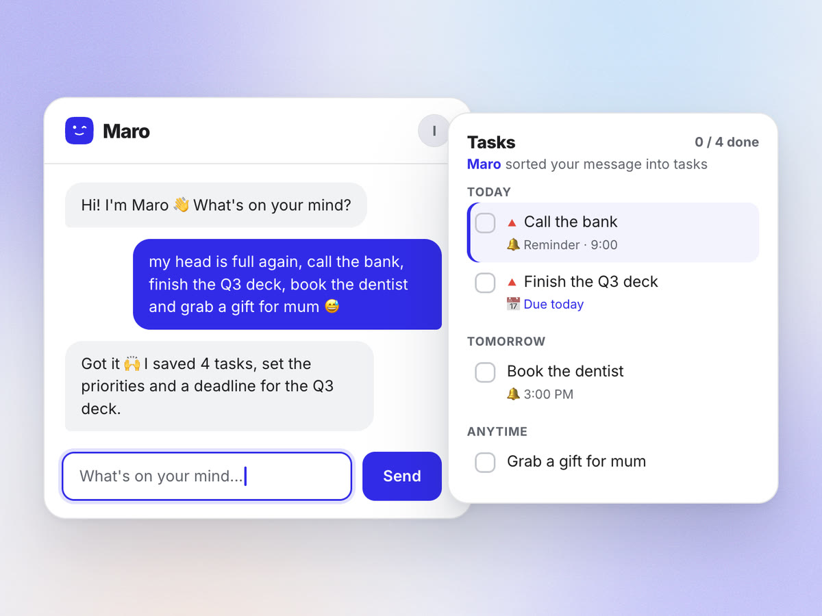 A chat that organizes for you